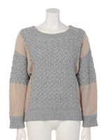 MIXパターンボートネックKNIT TOP/マルチ(混色)