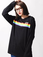 WEGO/レインボーロゴプリントロングTシャツ