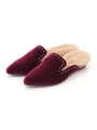 【Mathilda】ベルベットスタッズスリッパ/ワイン