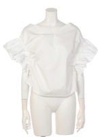 ボリュームギャザースリーブブラウス/WHITE