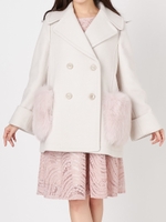 ファーポケット付メルトンPコート/O.WHT