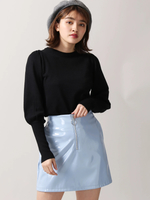 WEGO/エナメルフロントジップタイトミニスカート