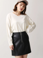 WEGO/フェイクレザーフロントZIPタイトミニスカート