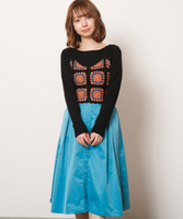 フロントボタンフレアミディスカート