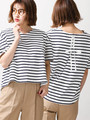 WEGO/バスクボーダーレースアップTシャツ