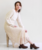 起毛レースフレアスカート