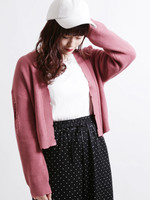 WEGO/ダメージニットショートカーディガン