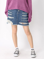 WEGO/デニムリメイクミニスカート