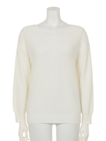 Ｖネック後ろねじりゆるニットプルオーバー/ベージュ