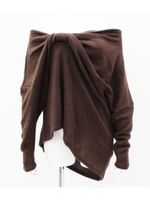 【Settimissimo】アシンメトリーオフショルニットトップス/ダークブラウン(050)