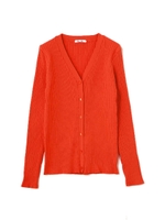 ウォッシャブルＶネックカーディガン/レッド(100)