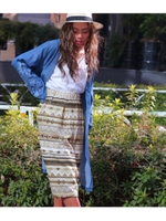 【anap mimpi】エスニック柄膝丈タイトスカート/ベージュ(005)