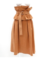 【Alluge】コルセット付フレアスカート/キャメル(017)