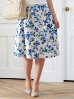 ジャカード花柄タックスカート/グリーン柄