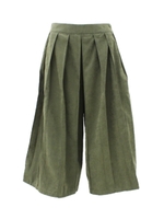 【Settimissimo】スエード調プリーツフレアーパンツ/カーキ(014)