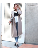 【CHILLE】テーラードカラーロングジャケット/ネイビー(018)