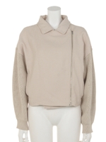 ボリュームKnit SLVライダースJK/BEG