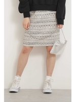 ラメジャガードコクーンスカート/ホワイト×ブルージャガード1(111)