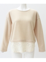 【Alluge】ティアードレース切り替えトップス/ベージュ(005)