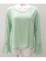 【Alluge】袖フレアーシンプルトップス/ミント(041)