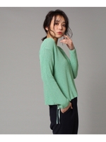 シャイニーレースアップニット/ライトグリーン(021)