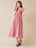 チュールフレアワンピース/レッド