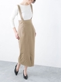 steady.3月号掲載/ハイウエストサスペンダーチノスカート/ベージュ