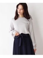 【吸湿発熱】【静電気防止】リブ切り替えニット/ライトグレー(011)