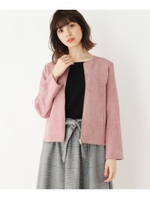 やわらかスウェードタッチノーカラージャケット/ラズベリーピンク(073)