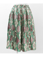 【Settimissimo】ドットスカーフ柄プリーツスカート/ミント(041)