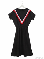 ニットフリルワンピ/ブラック