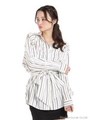 パール肩あきシャツワンピース/ホワイト