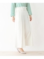 ベルテッドストレッチワイドパンツ/ホワイト系(002)