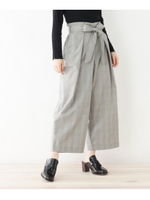 ウエストリボン前タックワイドパンツ/ベージュ(252)