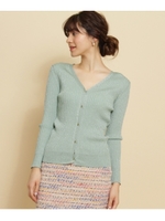 ラメワイドリブニットカーディガン/ライトベージュ(051)