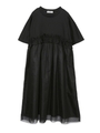 TULLE CONTRAST DRESS/ブラック
