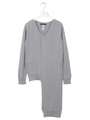asymmetry slit knit tops/GRAY