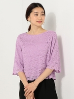 〓●JOC 18SS レース 5分袖 ブラウス/NAVY