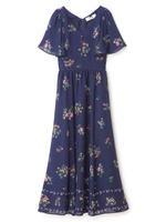 ガーデンパネルプリントワンピ/ネイビー