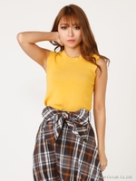 スカラップノースリハイネックKnit TOP/YEL