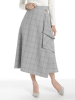 チェックラップスカート/ブラック