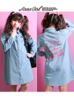 【ANAP GIRL】デニムロングシャツ/ライトブルー(038)