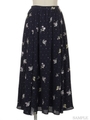 ドットフラワー刺繍スカート/紺
