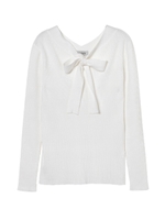 フロントリボンリブトップス/ホワイト