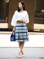 マルチボーダースカート/サックス