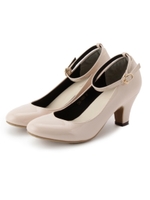 ラウンドトゥストラップパンプス/ライトベージュ(051)