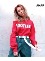【ANAP】ロゴオフショルダープルオーバー/レッド(025)