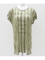 【Alluge】透けストライプチュニック/カーキ(014)