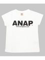 【ANAP KIDS】箔プリント&バイカラーTシャツ/ホワイト/ブラック(058)