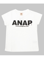【ANAP KIDS】箔プリント&バイカラーTシャツ/ホワイト/ブラック(058)